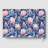 Romantische Navy-Blumen Protea Gästebuch (Rückseite)