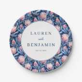 Romantische Navy-Blumen-Wasserfarbe Pappteller (Vorderseite)