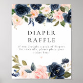 Romantische Navy Blush Floral Diaper Raffel Baby-Z Poster (Vorne)