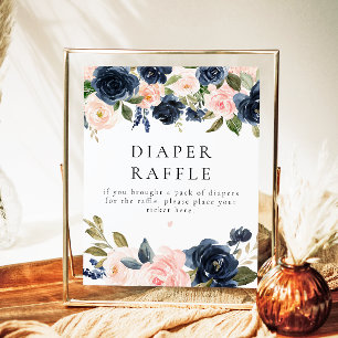 Romantische Navy Blush Floral Diaper Raffel Baby-Z Poster