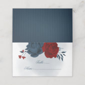 Romantische Navy & Bordeaux-Blume Platzkarte (Außenseite Aufgefaltet)