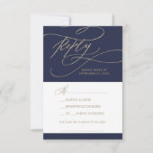 Romantische Navy Calligraphy Music Request RSVP Ca (Vorderseite)