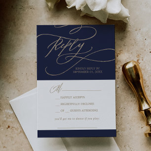 Romantische Navy Calligraphy Music Request RSVP Ca Karte