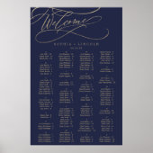 Romantische Navy Calligraphy Seekarte Poster (Vorne)