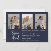 Romantische Navy Foto Collage Wedding Einladung (Vorderseite)