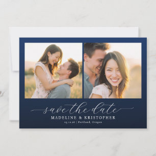 Romantische Navy-Fotocollage Save The Date
