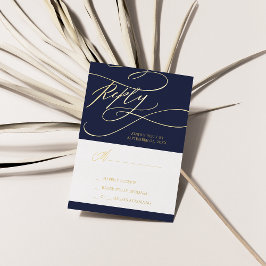 Romantische Navy Gold Foil Wedding Simple RSVP Car Folie Einladungspostkarte