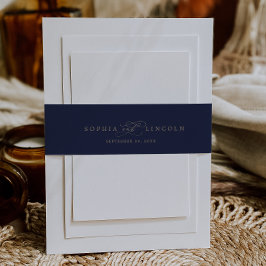 Romantische Navy-Kalligraphie | Geblüht Hochzeit Einladungsbanderole