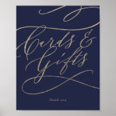 Romantische Navy-Kalligraphie-Karten und Geschenke Poster (Vorne)