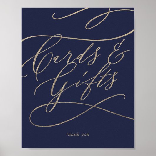 Romantische Navy-Kalligraphie-Karten und Geschenke Poster (Vorne)