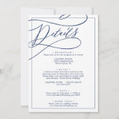 Romantische Navy-Kalligraphie-Rahmen in einer Hoch Einladung (Rückseite)