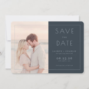 Romantische Navy-Minimalistische Fotografie Save The Date