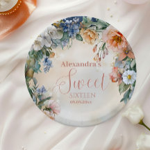 Romantische Navy Pastel Wildblumen Sweet 16