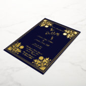 Romantische Navy und Gold Foil Rahmen und Text Hoc Folieneinladung (Gedreht)