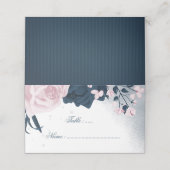 Romantische Navy und rosa Blume Platzkarte (Außenseite Aufgefaltet)