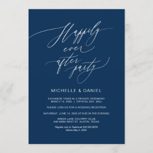 Romantische Navyblaue Schrift, Hochzeits-Elopement Einladung