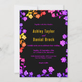 Romantische Neonfarben Rose glänzen blumenreiche H Einladung (Vorderseite)