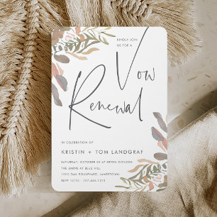 Romantische Neutral Boho Floral Vow Erneuerung Einladung