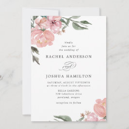 Romantische neutrale Blütenfarbe | Hochzeit Einladung