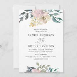 Romantische neutrale Blütenfarbe | Hochzeit Einladung