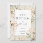 Romantische neutrale Vintage Hydrangeas Bridal Lun Einladung (Vorderseite)