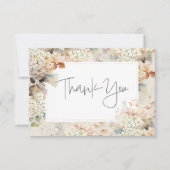 Romantische neutrale Vintage Hydrangeas-Hochzeit Dankeskarte (Vorderseite)