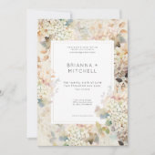 Romantische neutrale Vintage Hydrangeas-Hochzeit Einladung (Vorderseite)
