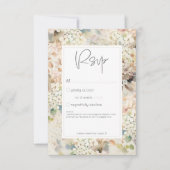Romantische neutrale Vintage Hydrangeas-Hochzeit RSVP Karte (Vorderseite)