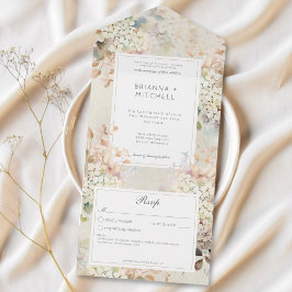 Romantische neutrale Vintage Hydrangeas Kein Abend All In One Einladung