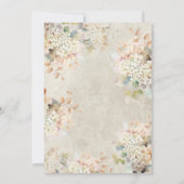 Romantische neutrale Vintage Hydrangeas-Paare-Dusc Einladung (Rückseite)