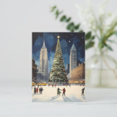 Romantische New York Winter Ice Skaten Travel Postkarte (Stehend Vorderseite)
