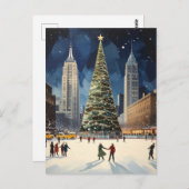 Romantische New York Winter Ice Skaten Travel Postkarte (Vorne/Hinten)