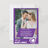 Romantische Niedliche Lila Forest Custom Foto Hoch Dankeskarte (Rückseite)