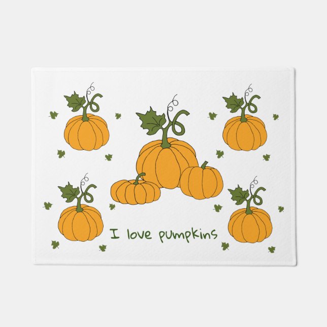 Romantische Niedliche Orangenkürbis Fußmatte (Vorderseite)