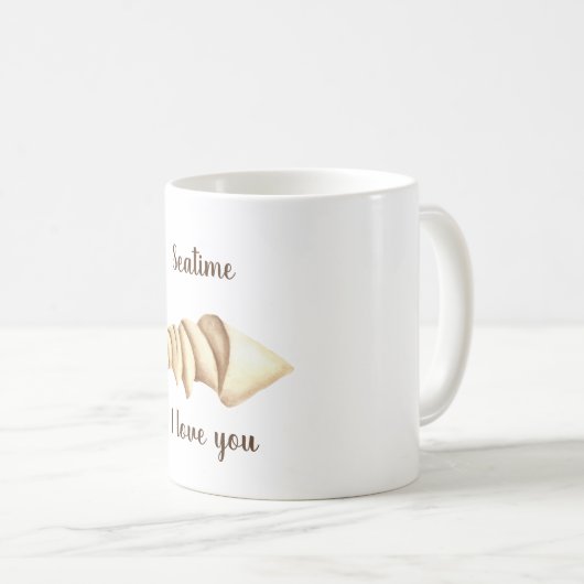 Romantische Niedliche Wasserfarbe Seatime Muschel Kaffeetasse (VorderseiteRechts)