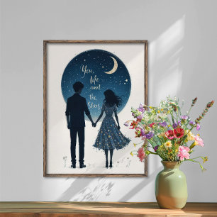 Romantische Night Sky Couple Art Print Poster