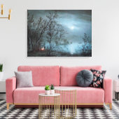 ROMANTISCHE NOKURNLANDSCHAFT IN BLAU LEINWANDDRUCK (Insitu (Wohnzimmer))