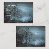 ROMANTISCHE NOKURNLANDSCHAFT IN BLAUEM Perlpapier Visitenkarte (Vorne/Hinten)