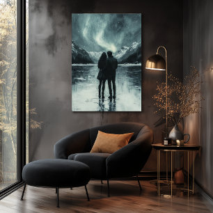 Romantische Nordlichter - Kohle Kunst Poster