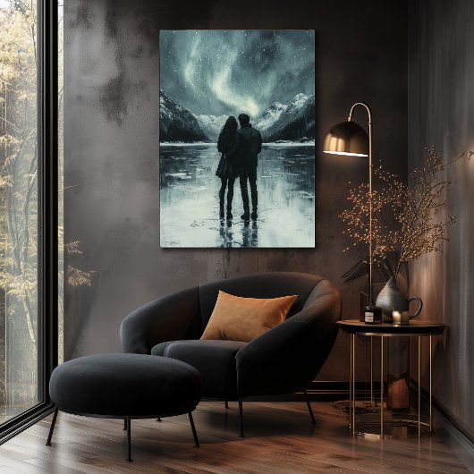 Romantische Nordlichter - Kohle Kunst Poster