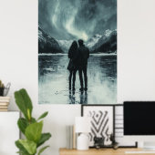 Romantische Nordlichter - Kohle Kunst Poster (Heimbüro)