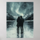 Romantische Nordlichter - Kohle Kunst Poster (Vorne)