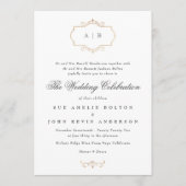 Romantische Oldtimerhochzeit mit Gold-Wappen Einladung (Vorderseite)