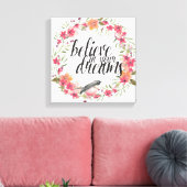 Romantische Oleander Bird Rosa Blumenträume Leinwanddruck (Insitu (Wohnzimmer))