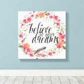 Romantische Oleander Bird Rosa Blumenträume Leinwanddruck (Insitu (Holzboden))