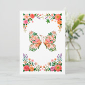 Romantische Ölgemälde-Blumen-Schmetterling Einladung (Stehend Vorderseite)