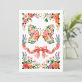 Romantische Ölgemälde-Blumen-Schmetterling Einladung (Stehend Vorderseite)