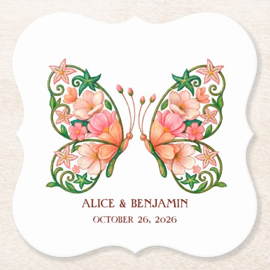 Romantische Ölgemälde-Blumen-Schmetterling Untersetzer (Vorderseite)
