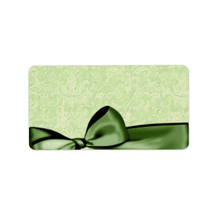Romantische Olive Green Imitats Satin Bow Gastgesc Adressaufkleber