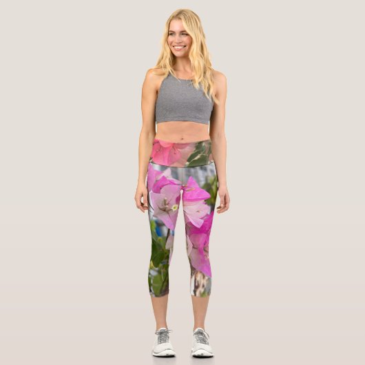 Romantische Omelrot-Bougainvillea oder Blume auf P Capri Leggings (Vorderseite)